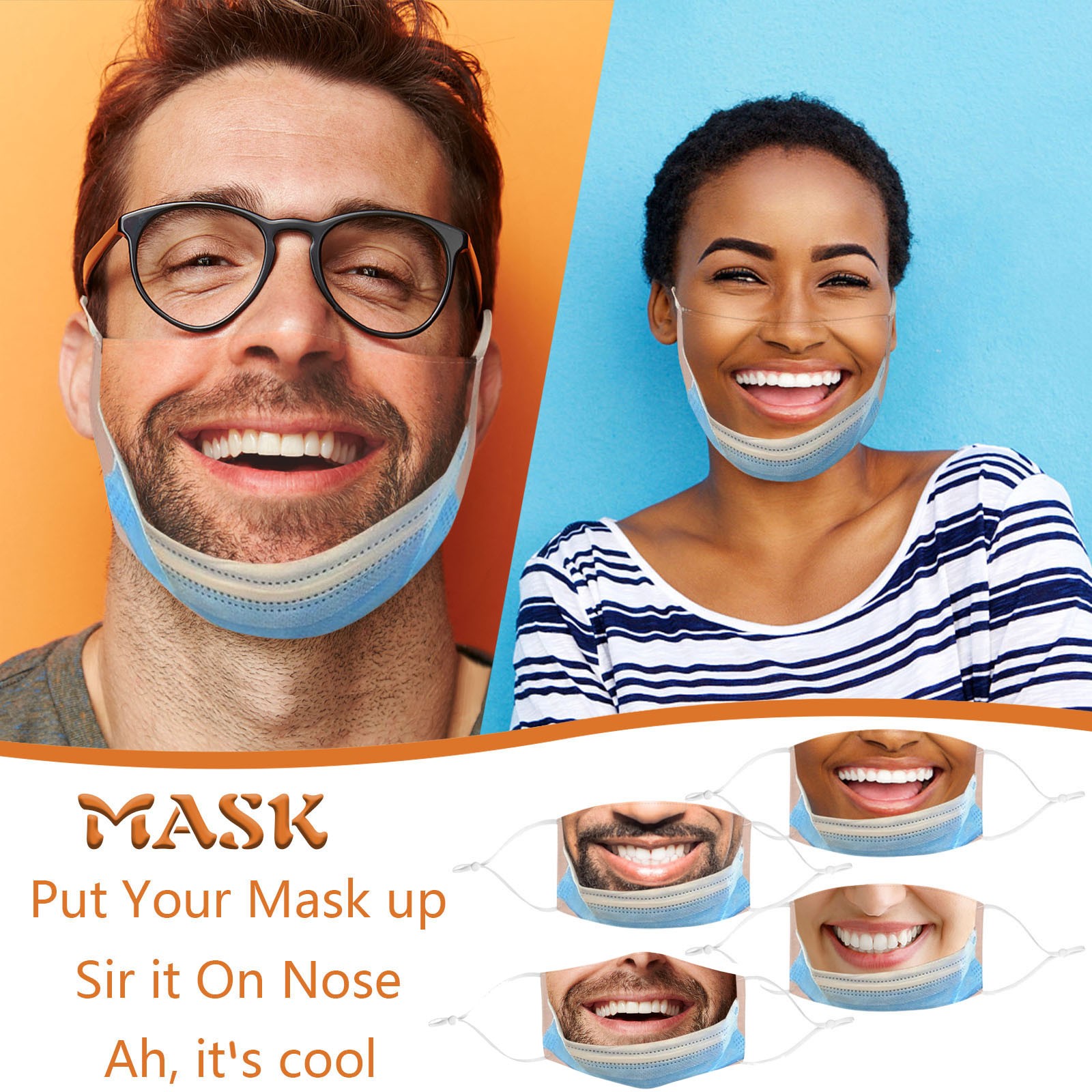 Kids Face Mask - Yetişkin Komik Ağız Maskesi Komik Kumaş
